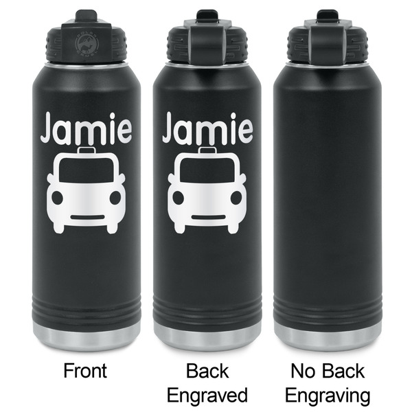 Transportation Laser Engraved Water Bottles - 2 Styles - Front & Back View