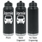 Transportation Laser Engraved Water Bottles - 2 Styles - Front & Back View