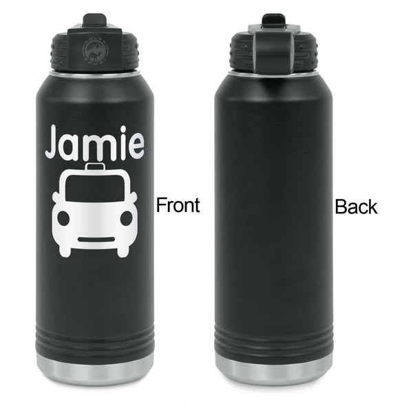 Transportation Laser Engraved Water Bottles - Front Engraving - Front & Back View