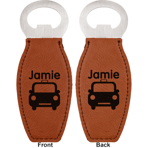 Transportation Leather Bar Bottle Opener - Front and Back