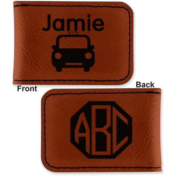 Transportation Leatherette Magnetic Money Clip - Front and Back