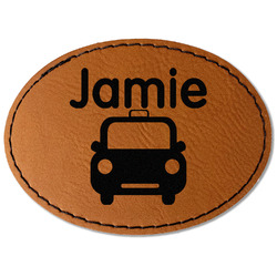 Transportation Faux Leather Iron On Patch - Oval (Personalized)