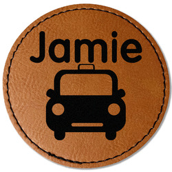 Transportation Faux Leather Iron On Patch - Round (Personalized)