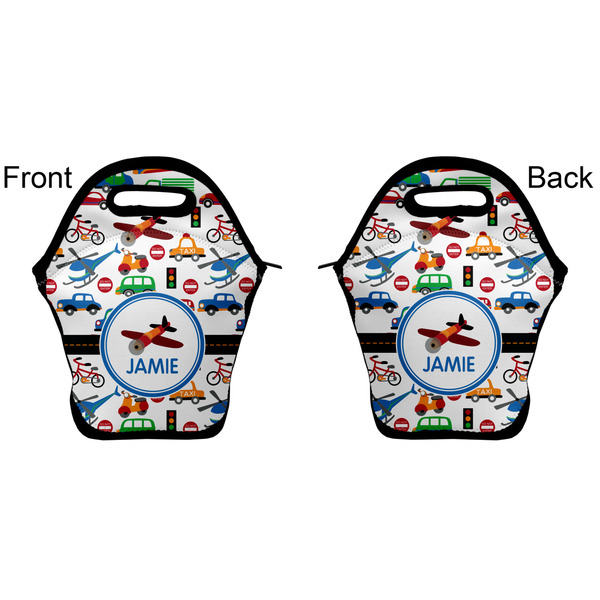 Transportation Lunch Bag - Front and Back