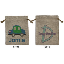 Transportation Medium Burlap Gift Bag - Front & Back (Personalized)