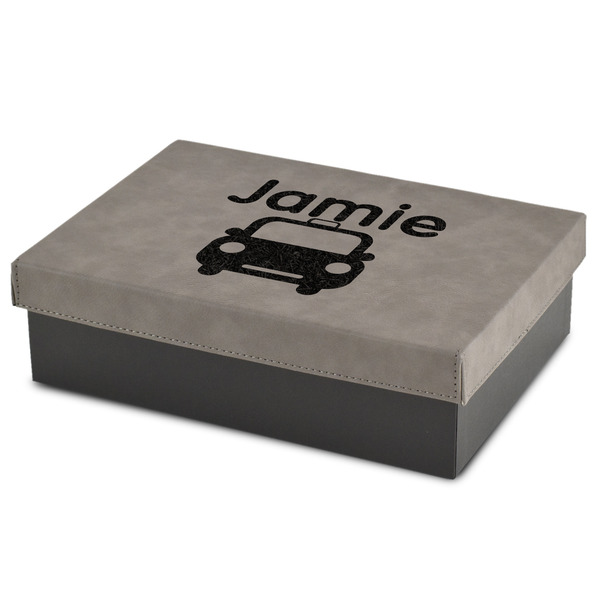 Custom Transportation Medium Gift Box w/ Engraved Leather Lid (Personalized)