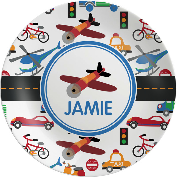 Custom Transportation Melamine Salad Plate - 8" (Personalized)