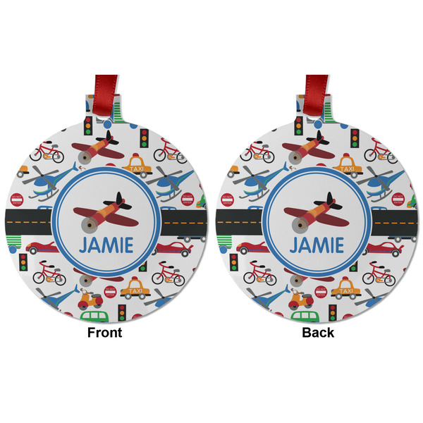 Transportation Metal Ball Ornament - Front and Back