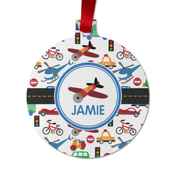 Transportation Metal Ball Ornament - Double Sided w/ Name or Text