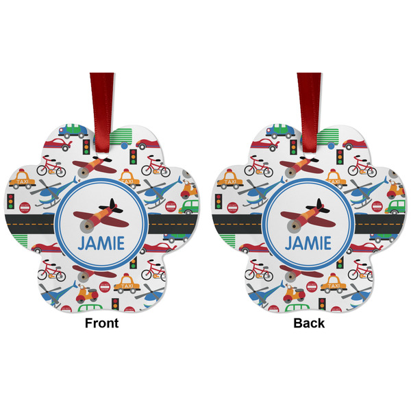 Transportation Metal Paw Ornament - Front and Back