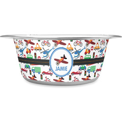 Transportation Stainless Steel Dog Bowl (Personalized)