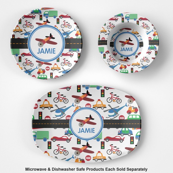 Transportation Microwave & Dishwasher Safe CP Plastic Dishware - Group