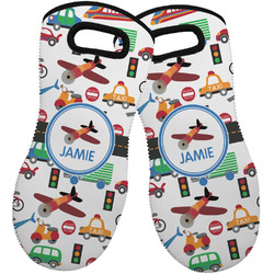 Transportation Neoprene Oven Mitts - Set of 2 w/ Name or Text
