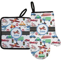 Transportation Oven Mitt & Pot Holder Set w/ Name or Text