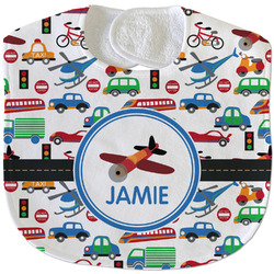 Transportation Velour Baby Bib w/ Name or Text