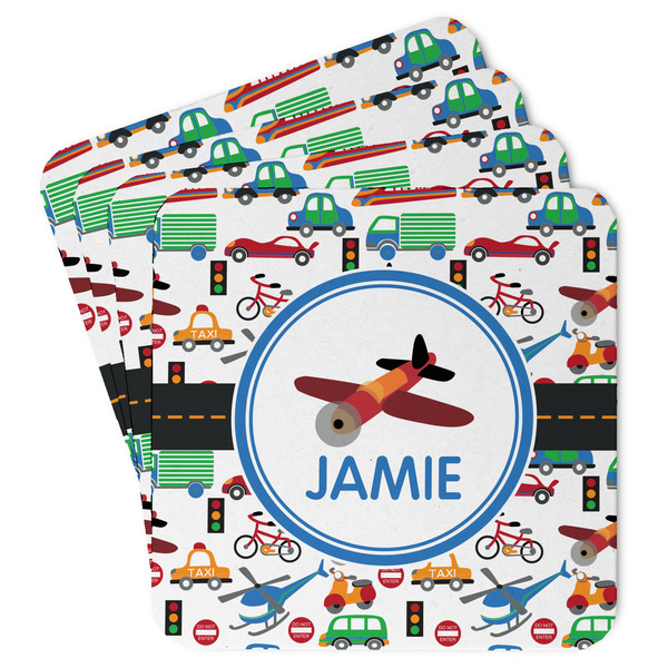 Custom Transportation Paper Coasters w/ Name or Text