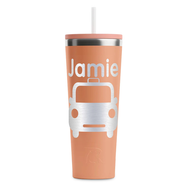 Custom Transportation RTIC Everyday Tumbler with Straw - 28oz - Peach - Single-Sided (Personalized)