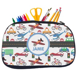 Transportation Neoprene Pencil Case - Medium w/ Name or Text