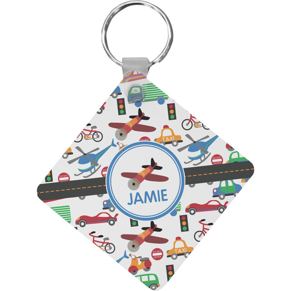Custom Transportation Diamond Plastic Keychain w/ Name or Text