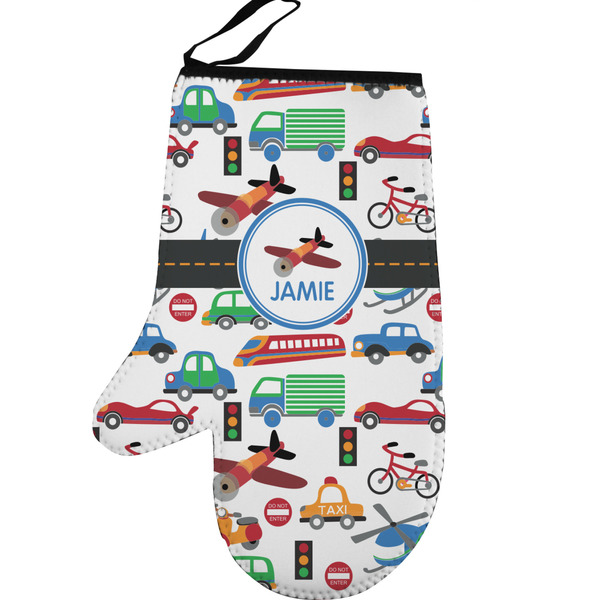 Transportation Personalized Oven Mitt - Left