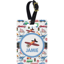 Transportation Plastic Luggage Tag - Rectangular w/ Name or Text