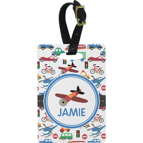 Custom Transportation Plastic Luggage Tag - Rectangular w/ Name or Text