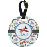 Transportation Plastic Luggage Tag - Round (Personalized)