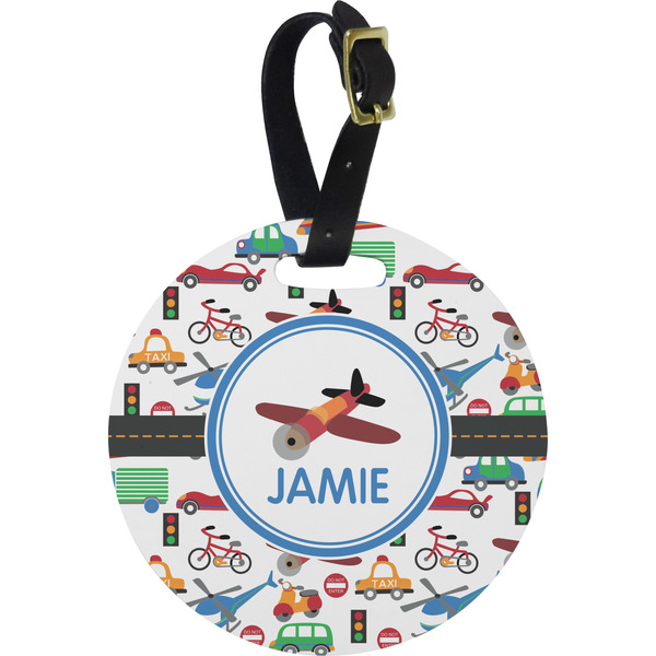 Custom Transportation Plastic Luggage Tag - Round (Personalized)