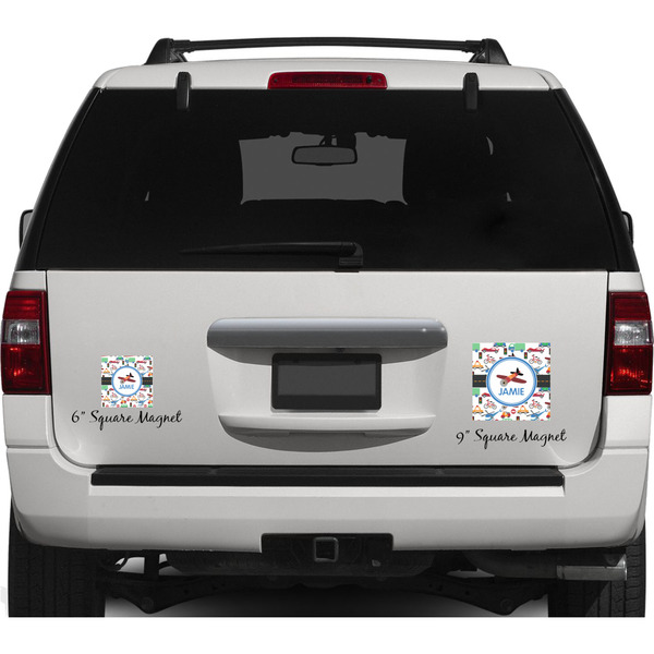Transportation Personalized Square Car Magnets on Ford Explorer