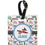 Transportation Plastic Luggage Tag - Square w/ Name or Text