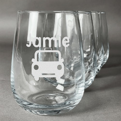 Transportation Stemless Wine Glasses (Set of 4) (Personalized)
