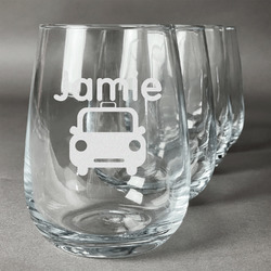 Transportation Stemless Wine Glasses (Set of 4) (Personalized)