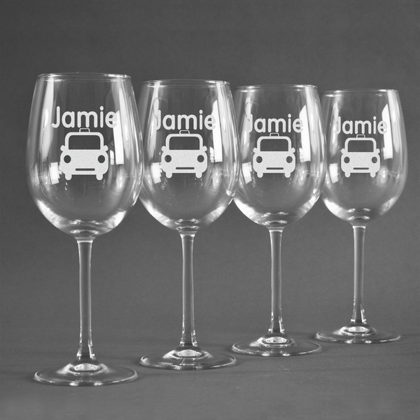 Transportation Personalized Wine Glasses (Set of 4)