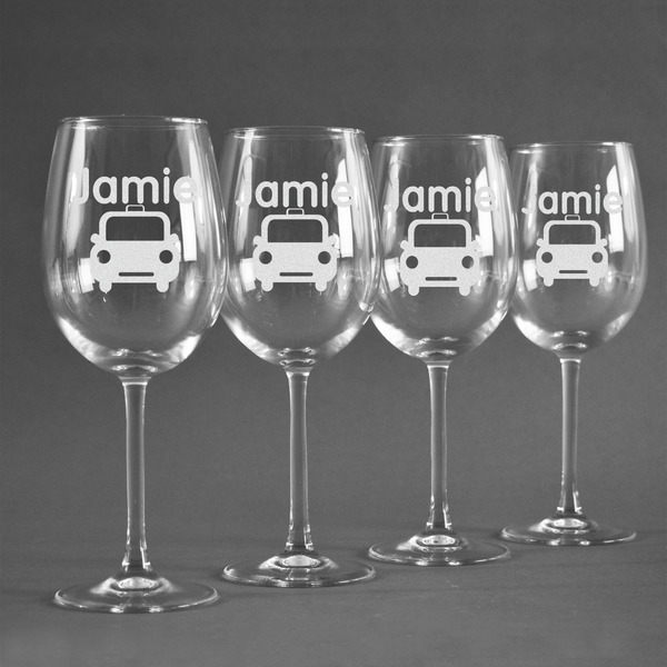 Transportation Personalized Wine Glasses (Set of 4)