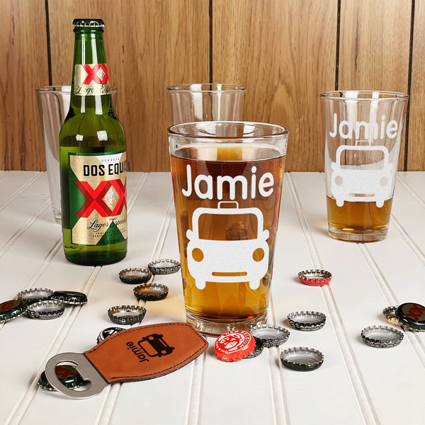 Transportation Pint Glasses - In Context