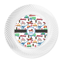 Transportation Plastic Party Dinner Plates - 10" (Personalized)