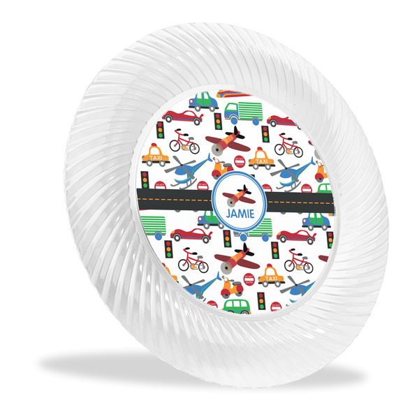 Custom Transportation Plastic Party Dinner Plates - 10" (Personalized)