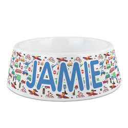 Transportation Plastic Dog Bowl (Personalized)