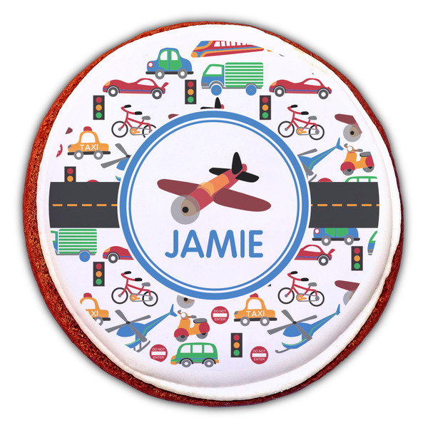 Transportation Printed Icing Circle - Large - On Cookie
