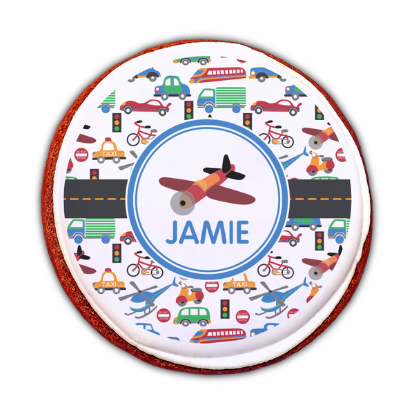 Transportation Printed Icing Circle - Medium - On Cookie