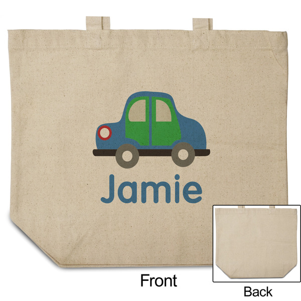 Transportation Reusable Cotton Grocery Bag - Front & Back View