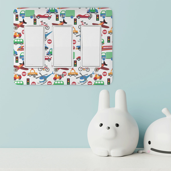 Transportation Rocker Light Switch Covers - Triple - IN CONTEXT