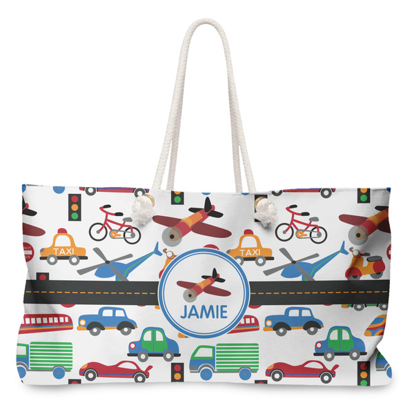 Custom Transportation Large Tote Bag with Rope Handles (Personalized)