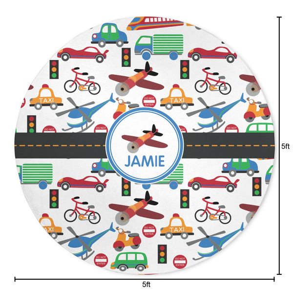 Transportation Round Area Rug - Size
