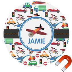 Transportation Round Car Magnet - 6" (Personalized)