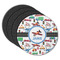 Transportation Round Rubber Backed Coasters - Set of 4 (Personalized)