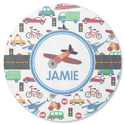 Transportation Round Rubber Backed Coaster (Personalized)