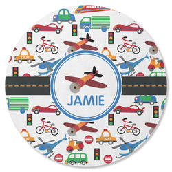 Transportation Round Rubber Backed Coaster (Personalized)