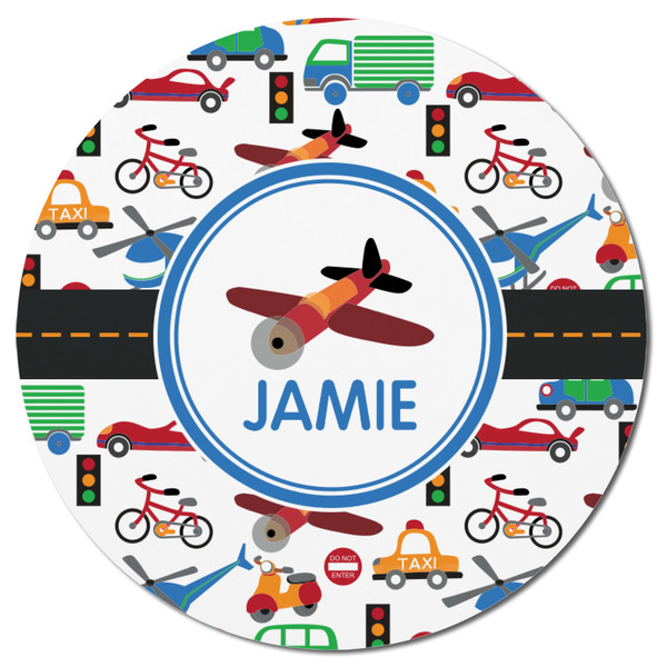 Transportation Round Fridge Magnet - FRONT