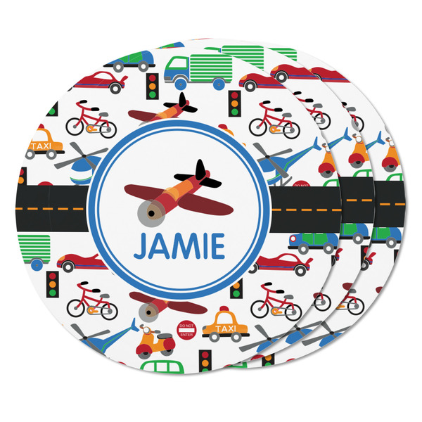 Transportation Round Fridge Magnet - THREE